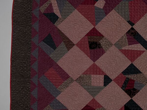 Quilt, Crazy pattern, Silk, silk velvet, and wool, American