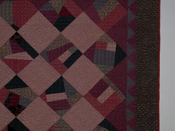 Quilt, Crazy pattern, Silk, silk velvet, and wool, American