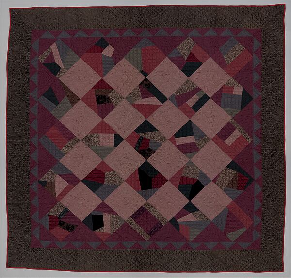 Quilt, Crazy pattern, Silk, silk velvet, and wool, American 