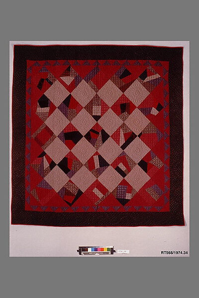 Quilt, Crazy pattern, Silk, silk velvet, and wool, American