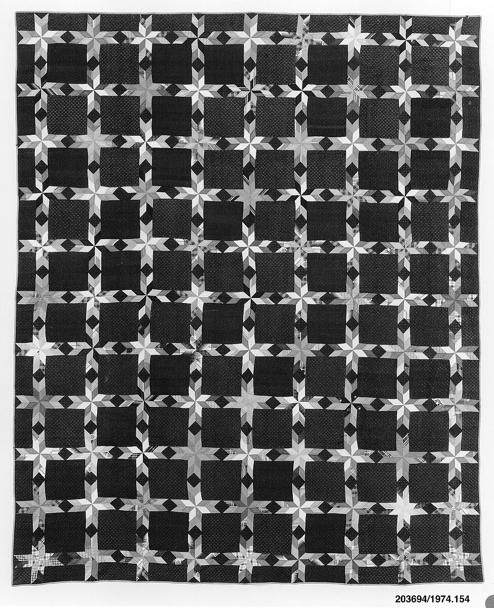 Quilt, Star of Lemoyne pattern variation, Silk and cotton, American