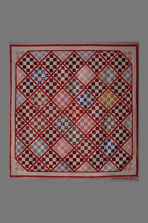 Quilt, Nine Patch pattern variation, Rebecca Davis, Cotton, American