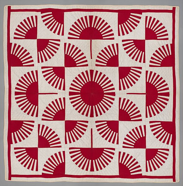 Quilt, Fan pattern, Cotton, American 