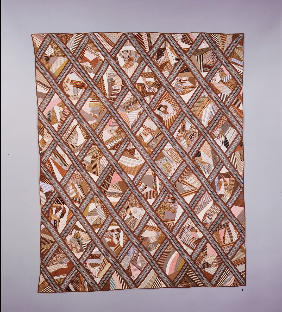 Quilt, Contained Crazy pattern, Nancy Doughty (born ca. 1790), Cotton, American