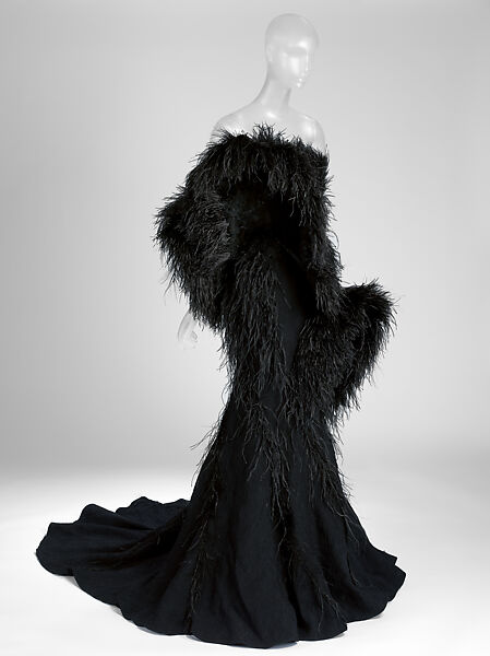 Dress, Nina Ricci (French, founded 1932), silk, feathers, linen, French 