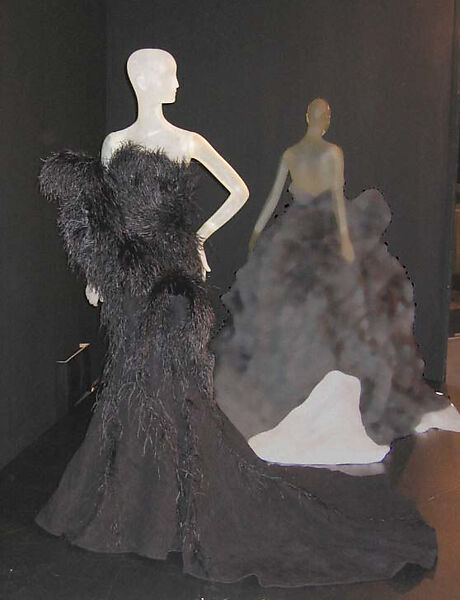 Dress, Nina Ricci (French, founded 1932), silk, feathers, linen, French