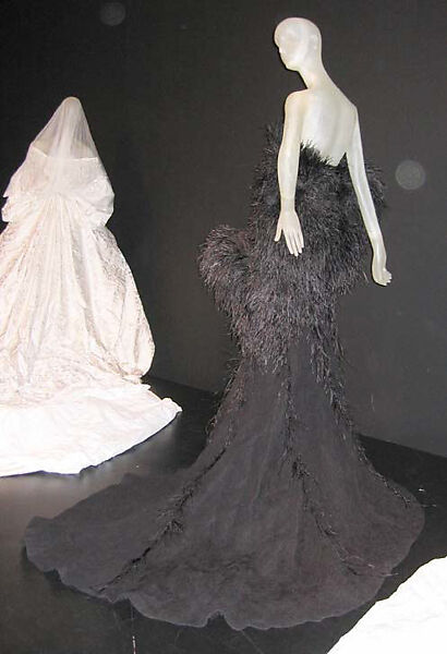 Dress, Nina Ricci (French, founded 1932), silk, feathers, linen, French