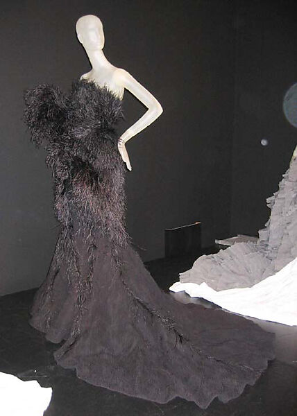 Dress, Nina Ricci (French, founded 1932), silk, feathers, linen, French