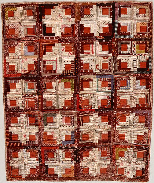 Log Cabin Crib Quilt, Probably Anna Susan Ruddick Trowbridge (1869–1949), Cotton and wool, American