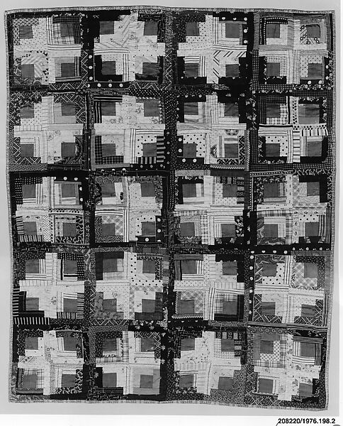 Log Cabin Crib Quilt, Probably Anna Susan Ruddick Trowbridge (1869–1949), Cotton and wool, American