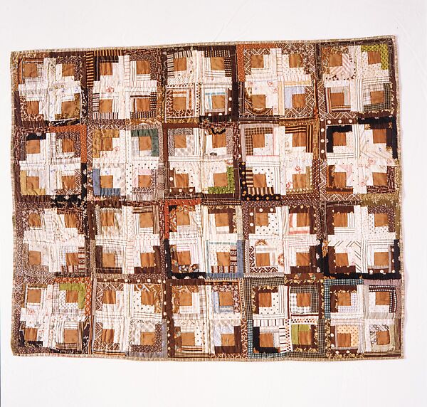 Log Cabin Crib Quilt, Probably Anna Susan Ruddick Trowbridge (1869–1949), Cotton and wool, American