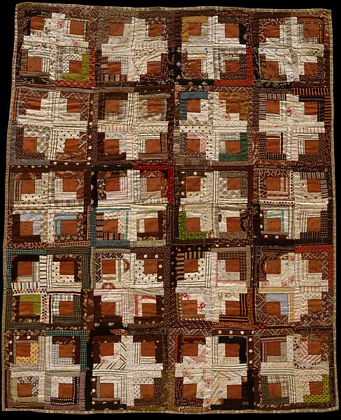 Log Cabin Crib Quilt, Probably Anna Susan Ruddick Trowbridge (1869–1949), Cotton and wool, American 