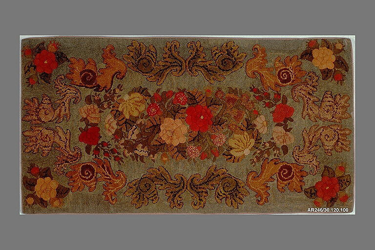 Hooked Rug, Probably Edward Sands Frost (1843–1894), Wool, American 
