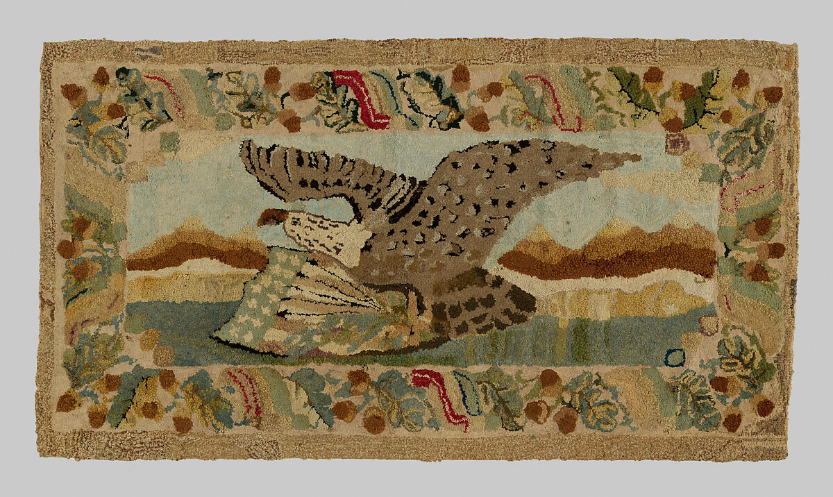 Hooked Rug, Probably Edward Sands Frost (1843–1894), Wool and cotton, American 