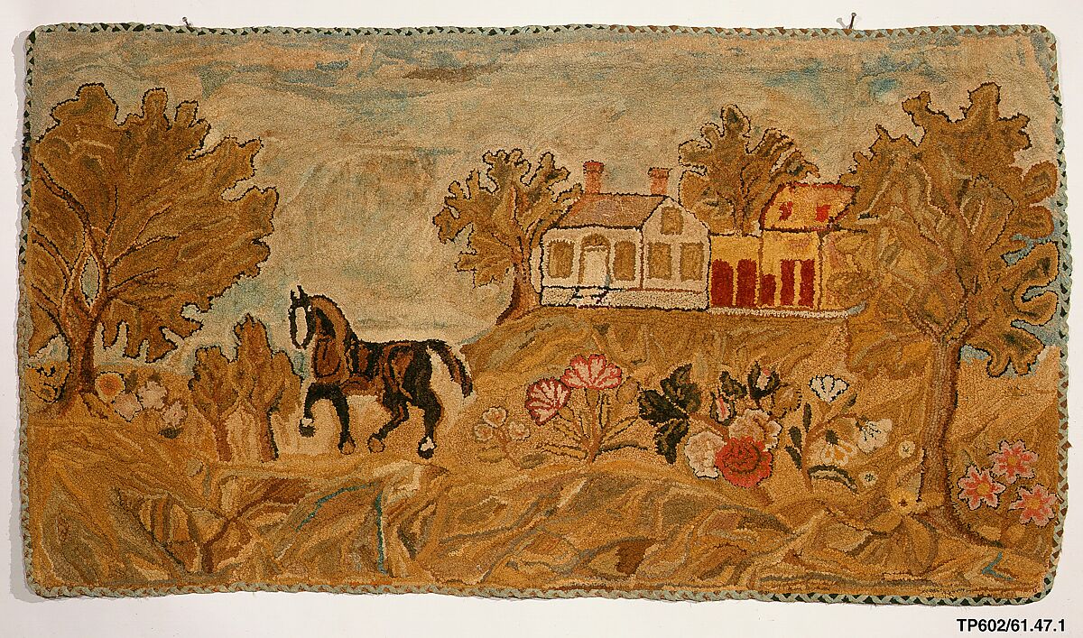 Hooked Rug, Lucy Trask Barnard (1800–1896), Wool, American