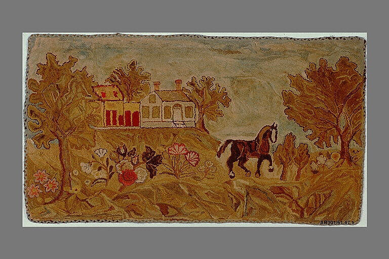 Hooked Rug, Lucy Trask Barnard (1800–1896), Wool, American