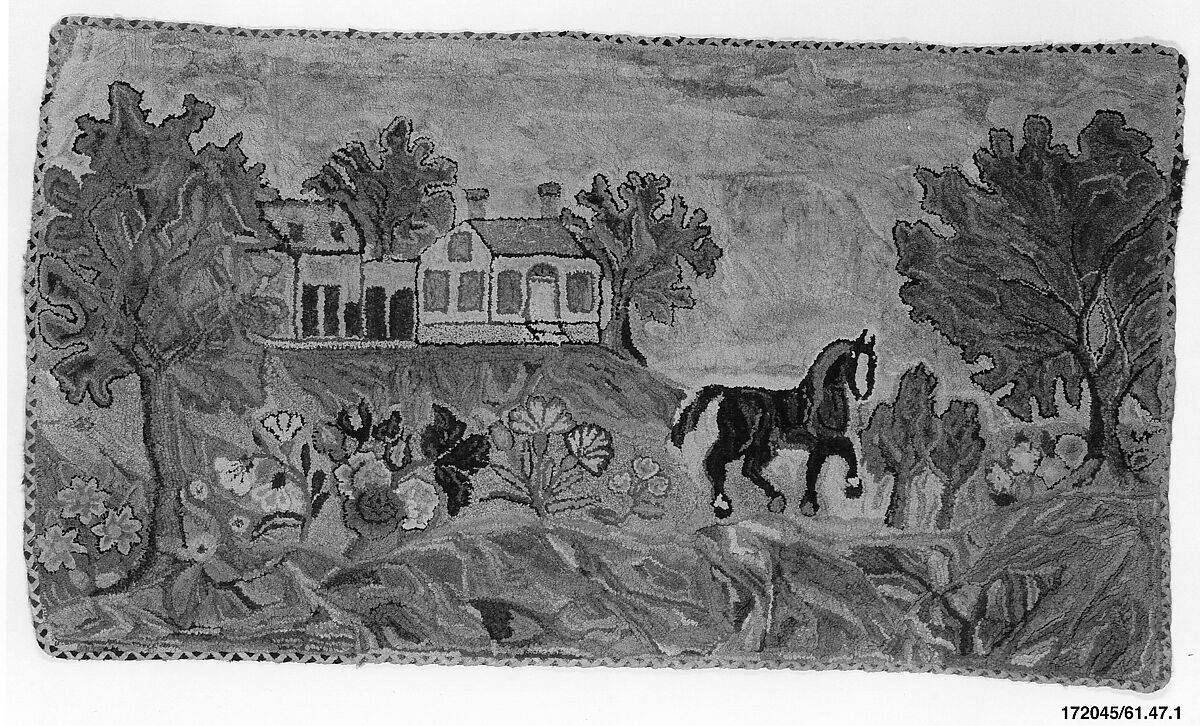 Hooked Rug, Lucy Trask Barnard (1800–1896), Wool, American