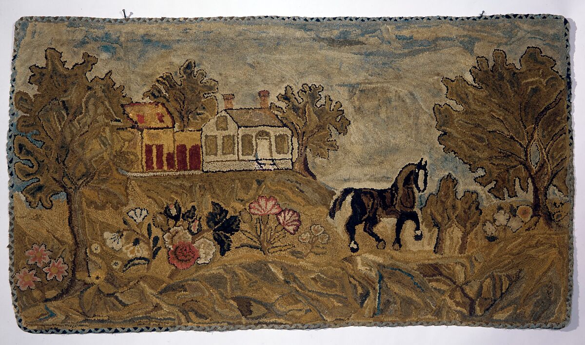Hooked Rug, Lucy Trask Barnard (1800–1896), Wool, American