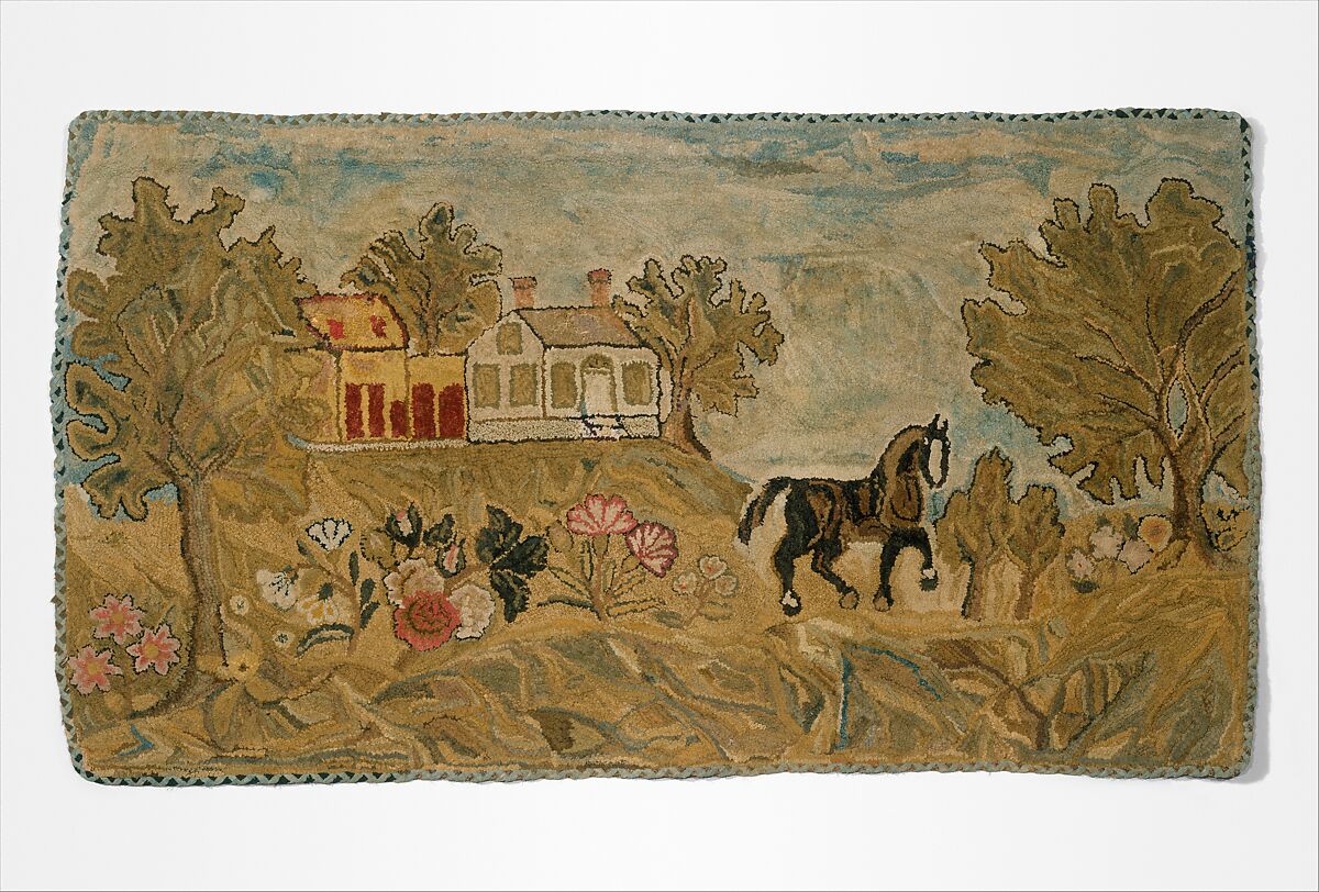 Hooked Rug, Lucy Trask Barnard (1800–1896), Wool, American 