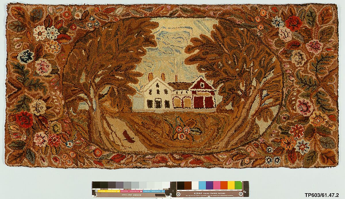 Hooked Rug, Lucy Trask Barnard (1800–1896), Wool, American