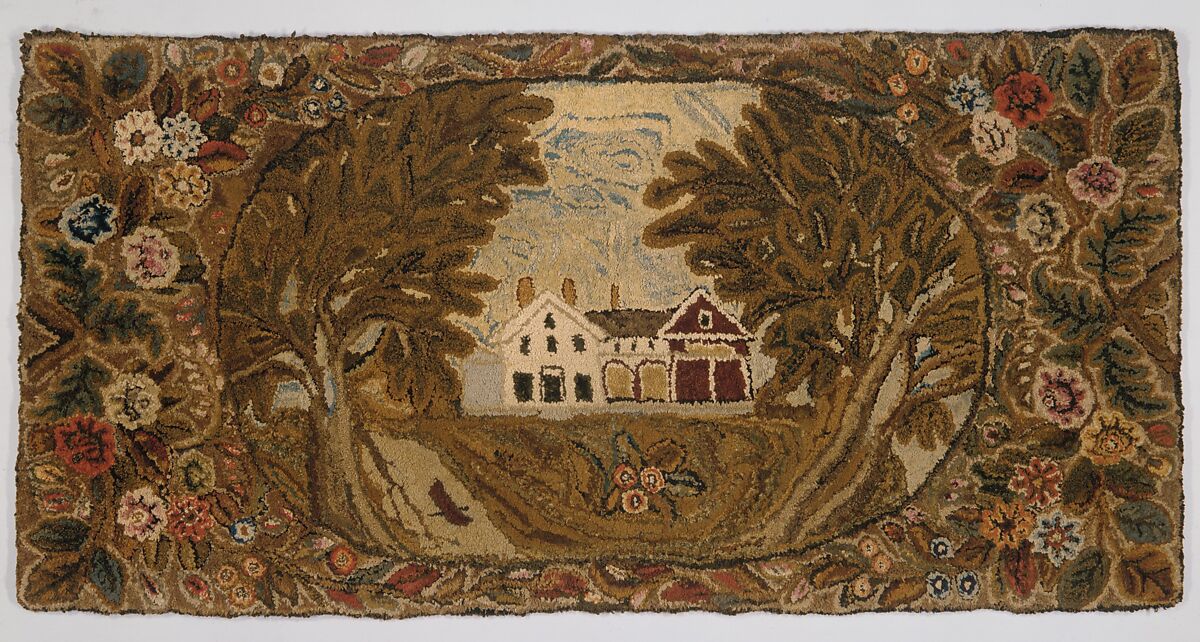 Hooked Rug, Lucy Trask Barnard (1800–1896), Wool, American