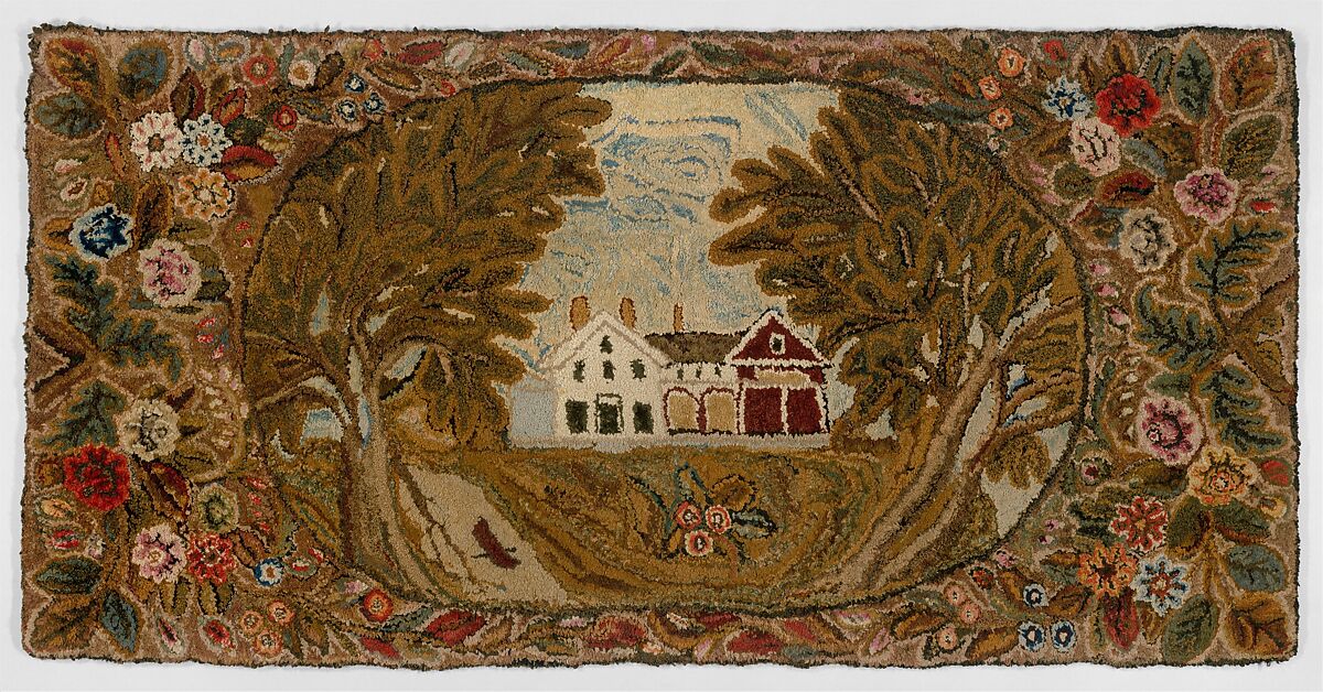 Hooked Rug, Lucy Trask Barnard (1800–1896), Wool, American 