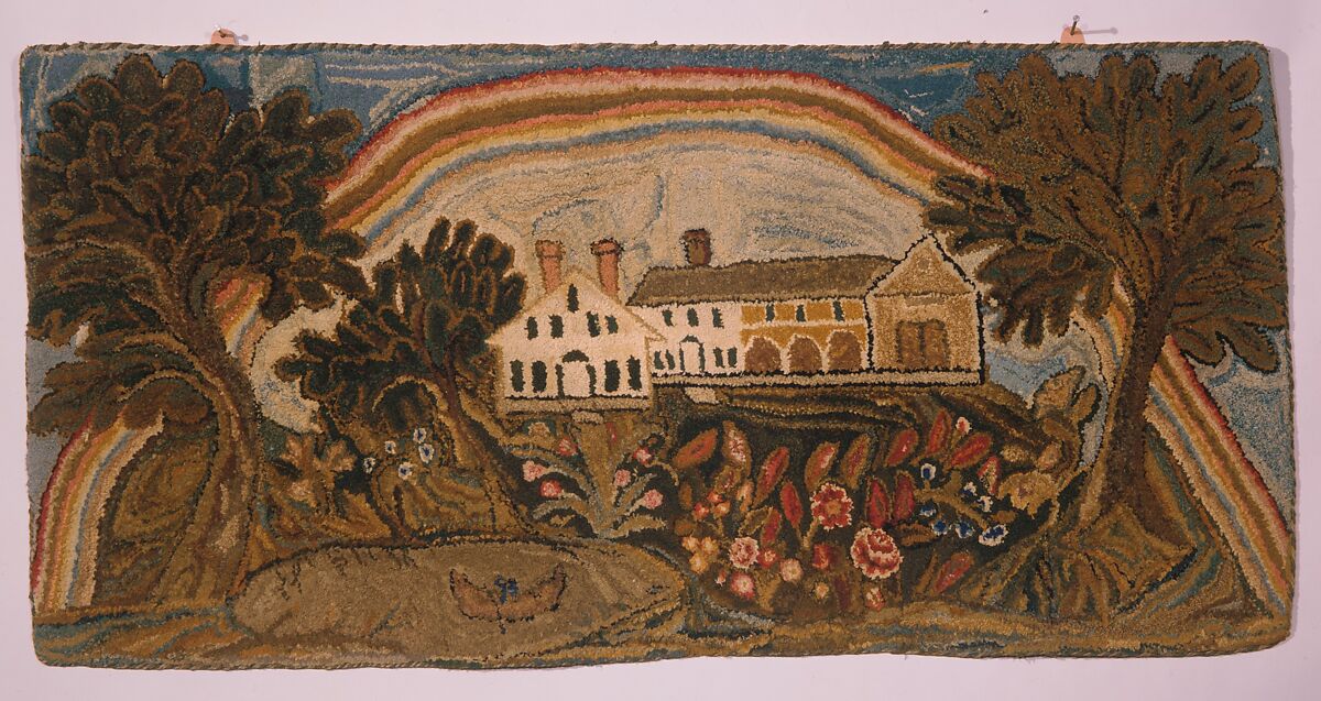Hooked Rug, Lucy Trask Barnard (1800–1896), Wool, American