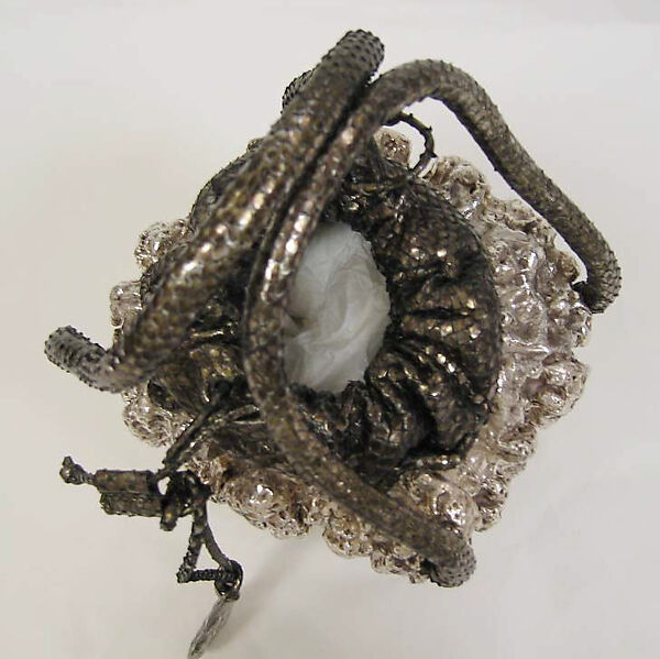 Bag, Michele Oka Doner (American, born Miami Beach, Florida, 1945), sterling silver, leather, synthetic, American