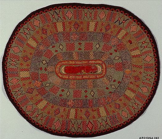 Knitted rug, United Society of Believers in Christ’s Second Appearing (“Shakers”) (American, active ca. 1750–present), Wool, knitted, braided and woven, American, Shaker 