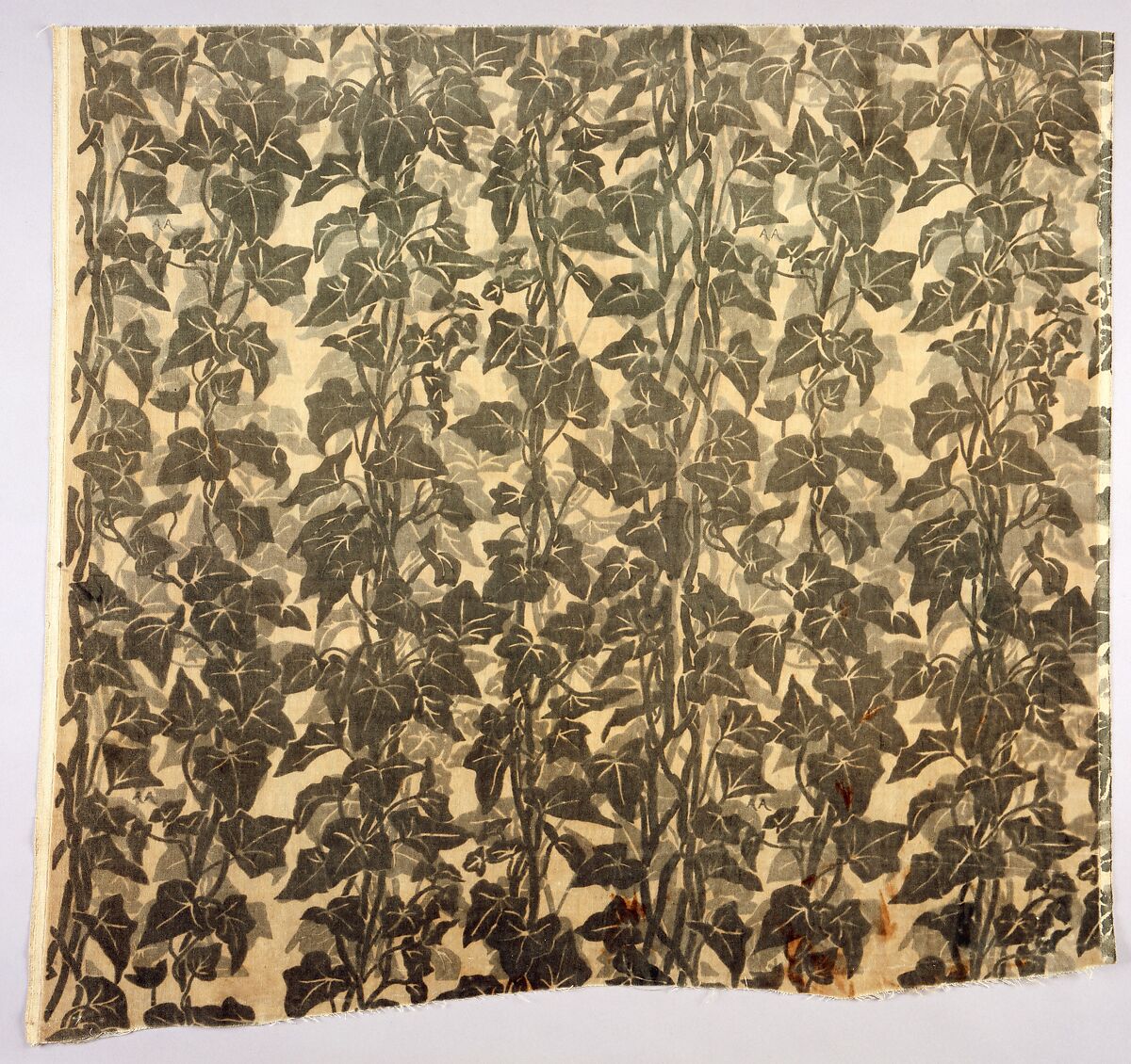 Ivy textile, Associated Artists (1883–1907), Cotton velvet, woven and printed, American
