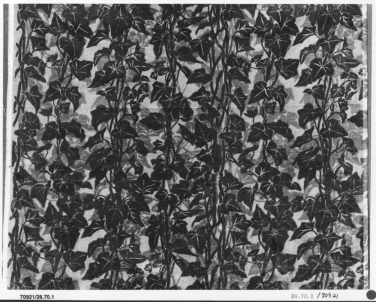 Ivy textile, Associated Artists (1883–1907), Cotton velvet, woven and printed, American