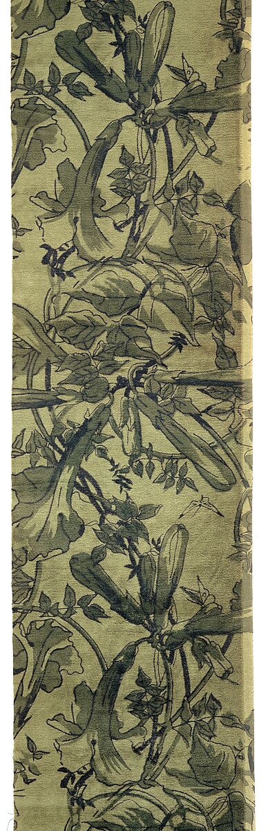 Trumpet-vine textile, Associated Artists (1883–1907), Woven cotton velveteen, block-printed, American