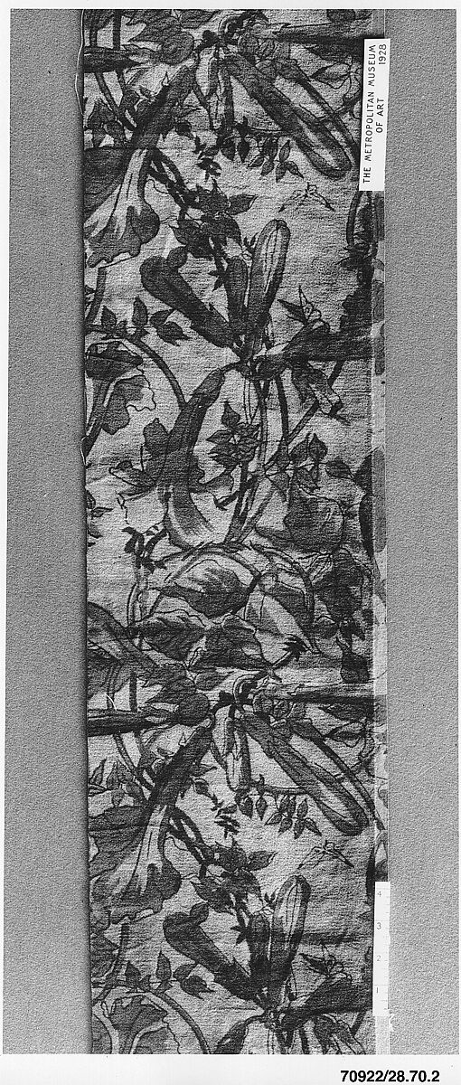 Trumpet-vine textile, Associated Artists (1883–1907), Woven cotton velveteen, block-printed, American