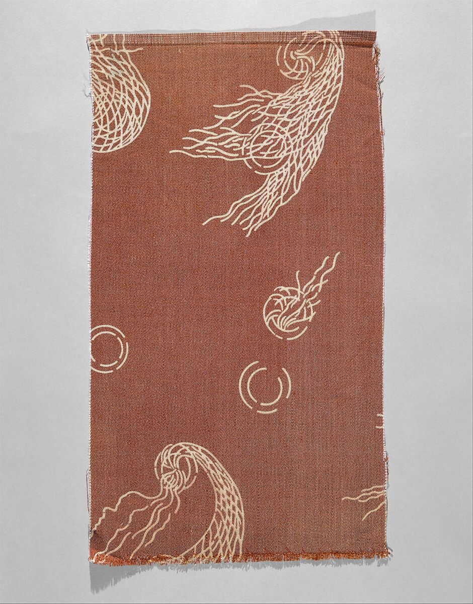Nets-and-bubbles textile, Associated Artists (1883–1907), Woven silk and cotton, printed, American
