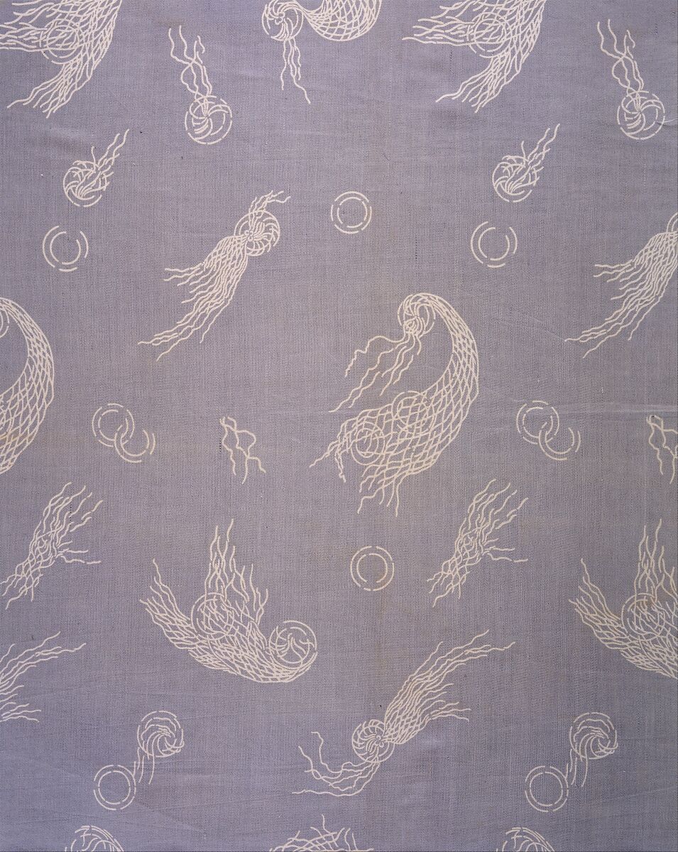 Nets-and-bubbles textile, Associated Artists (1883–1907), Silk and cotton, woven and printed, American