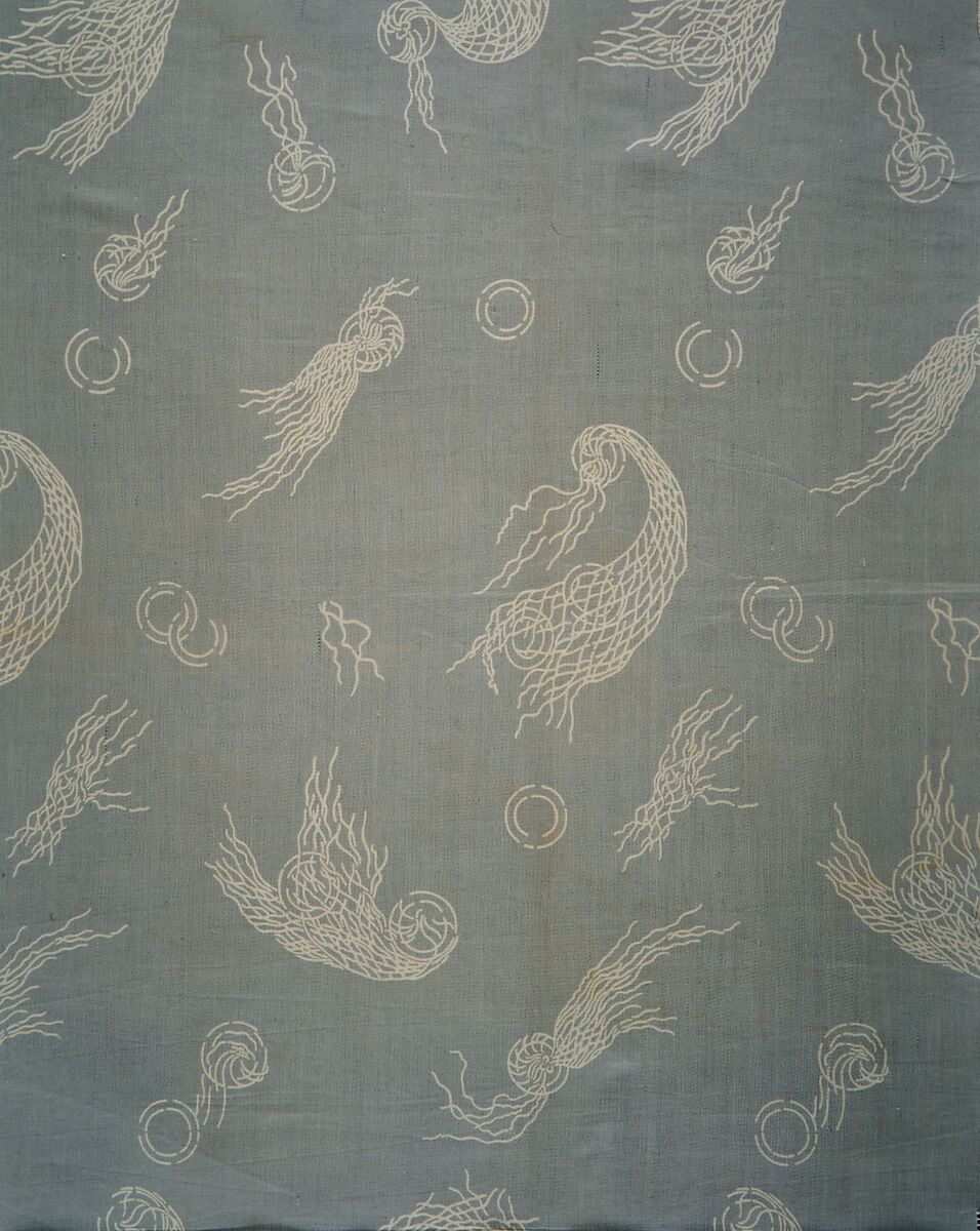 Nets-and-bubbles textile, Associated Artists (1883–1907), Silk and cotton, woven and printed, American
