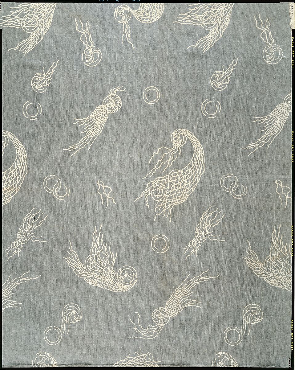 Nets-and-bubbles textile, Associated Artists (1883–1907), Silk and cotton, woven and printed, American 