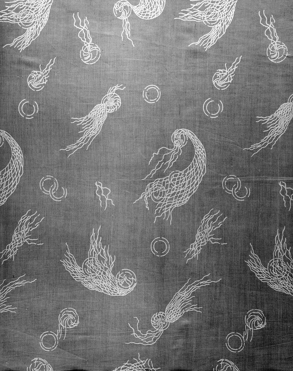 Nets-and-bubbles textile, Associated Artists (1883–1907), Silk and cotton, woven and printed, American