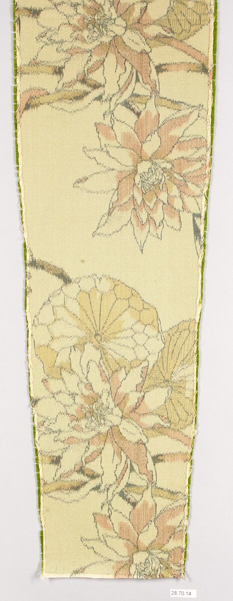 Water-lily textile, Associated Artists (1883–1907), Silk, woven and printed, American 