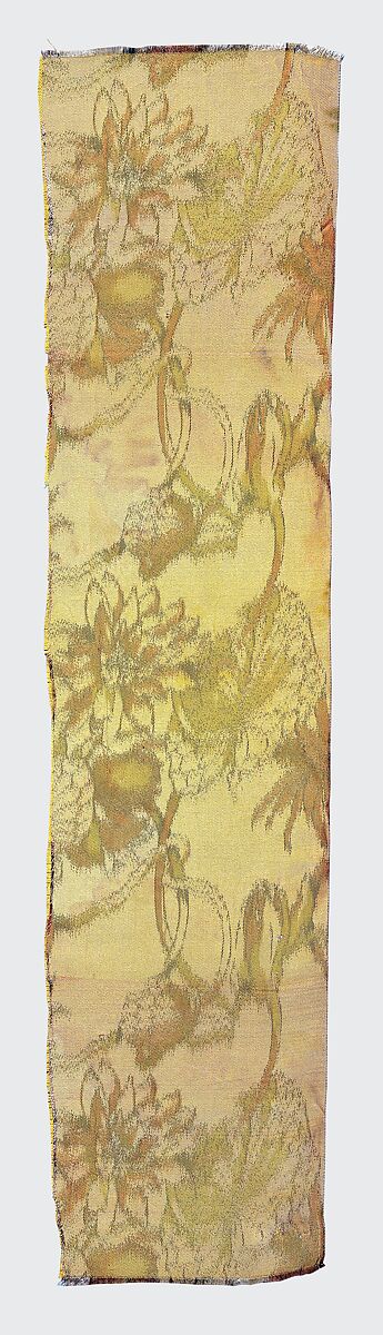 Water-lily textile, Associated Artists (1883–1907), Silk, printed, woven, American