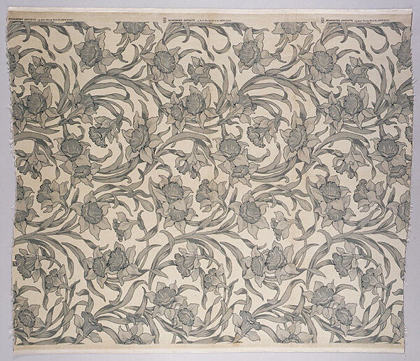 Daffodil textile, Candace Wheeler (American, Delhi, New York 1827–1923 New York), Printed and woven cotton velvet, American