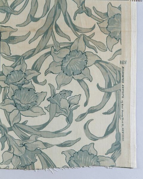 Daffodil textile, Candace Wheeler (American, Delhi, New York 1827–1923 New York), Printed and woven cotton velvet, American