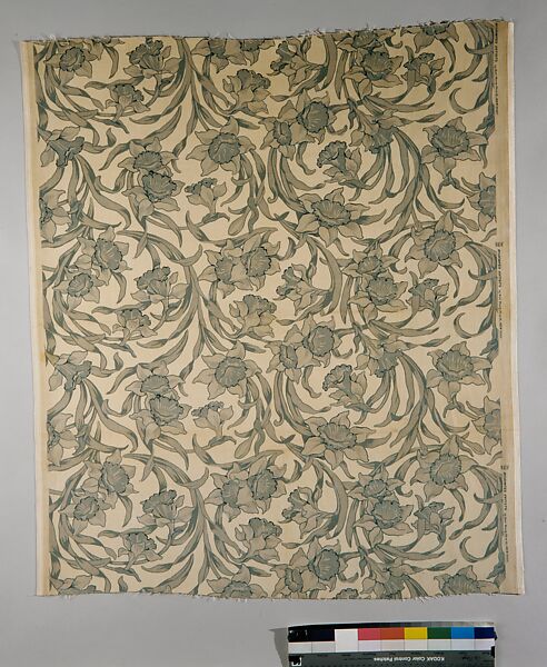 Daffodil textile, Candace Wheeler (American, Delhi, New York 1827–1923 New York), Printed and woven cotton velvet, American