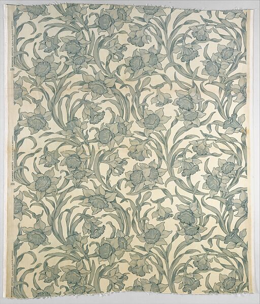 Daffodil textile, Candace Wheeler (American, Delhi, New York 1827–1923 New York), Printed and woven cotton velvet, American 