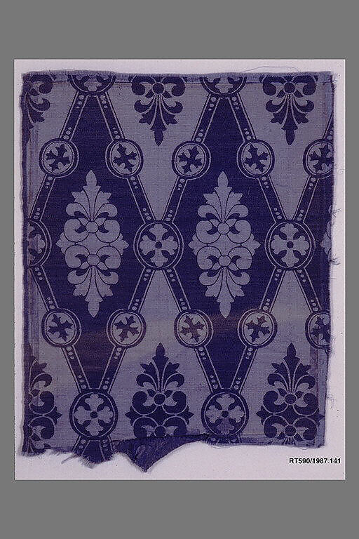 Woven sample, Silk and wool, Damask, woven, British 