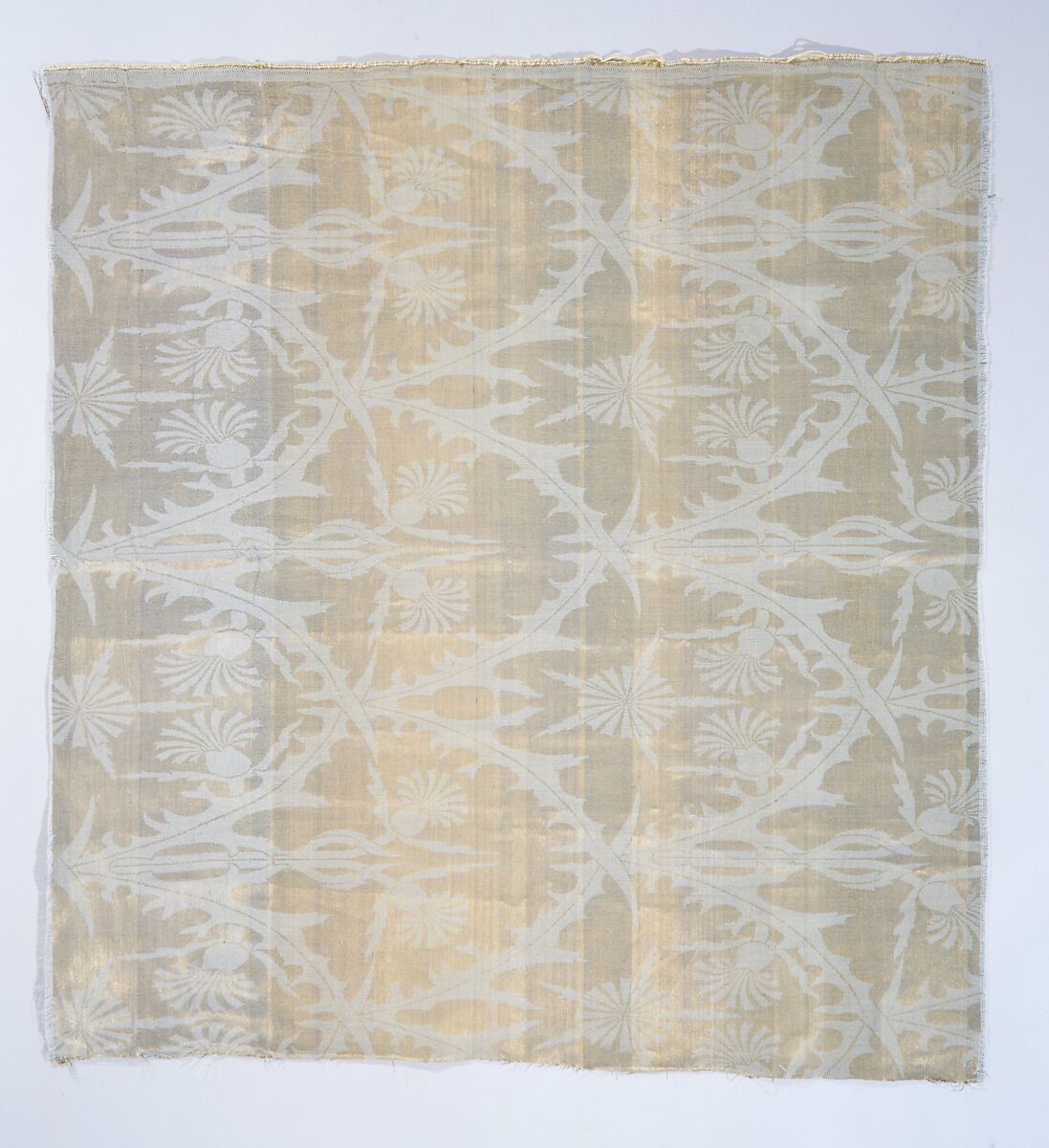 Thistle textile, Designed by Tiffany &amp; Wheeler (1879–1881), Silk and metal threads, damask, woven, American