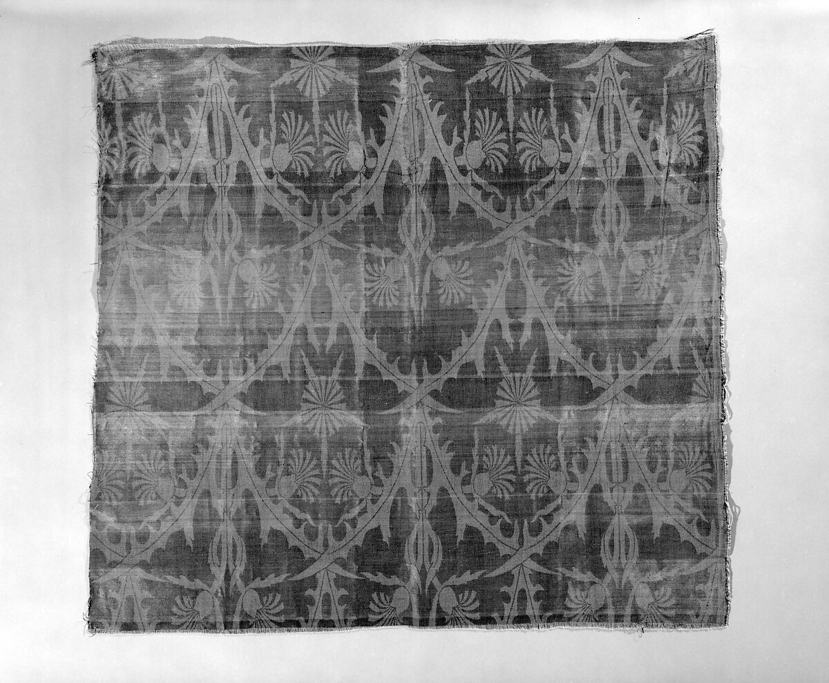 Thistle textile, Designed by Tiffany &amp; Wheeler (1879–1881), Silk and metal threads, damask, woven, American