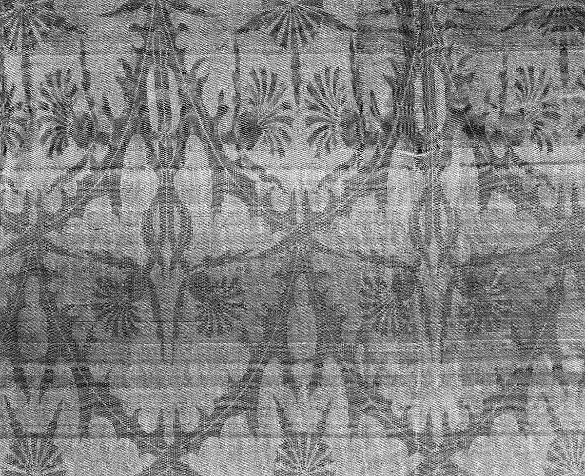 Thistle textile, Designed by Tiffany &amp; Wheeler (1879–1881), Silk and metal threads, damask, woven, American