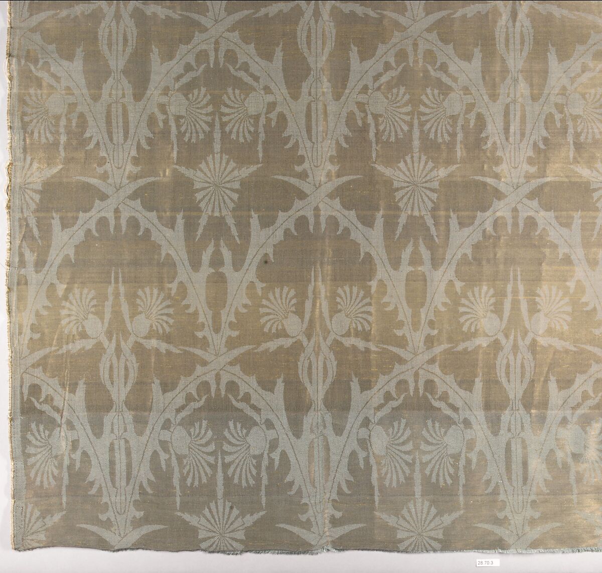 Thistle textile, Designed by Tiffany &amp; Wheeler (1879–1881), Silk and metal threads, damask, woven, American 