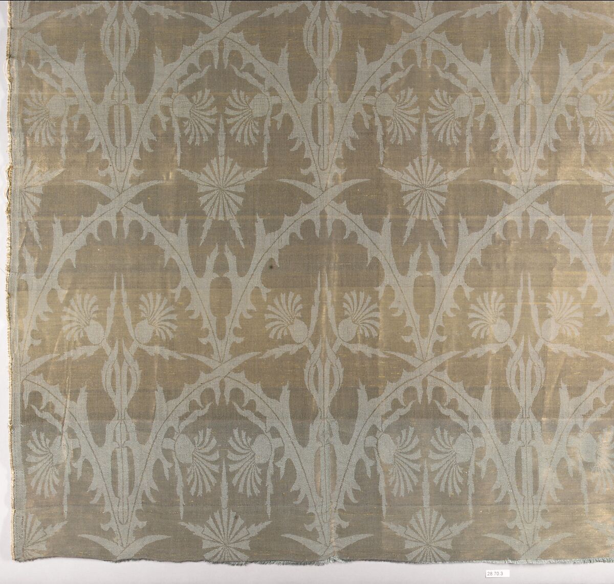 Thistle textile, Tiffany & Wheeler  American, Silk and metal threads, damask, woven, American